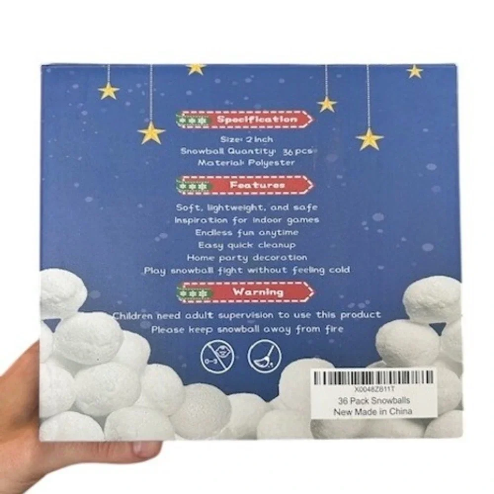 36 Pcs Indoor Snow Fake Ball Fight Snowballs Elf Pets Christmas Holiday Toy‎
